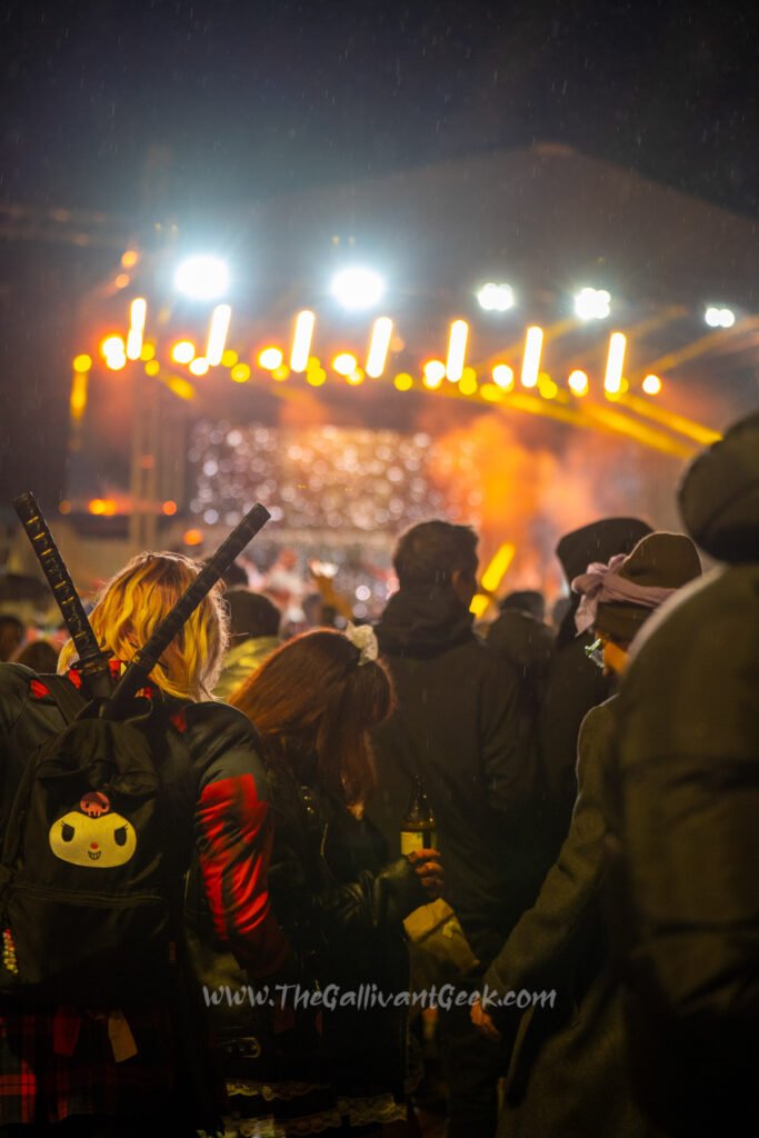 Carnival night with masks and costumes at Aristotelous Square, Thessaloniki