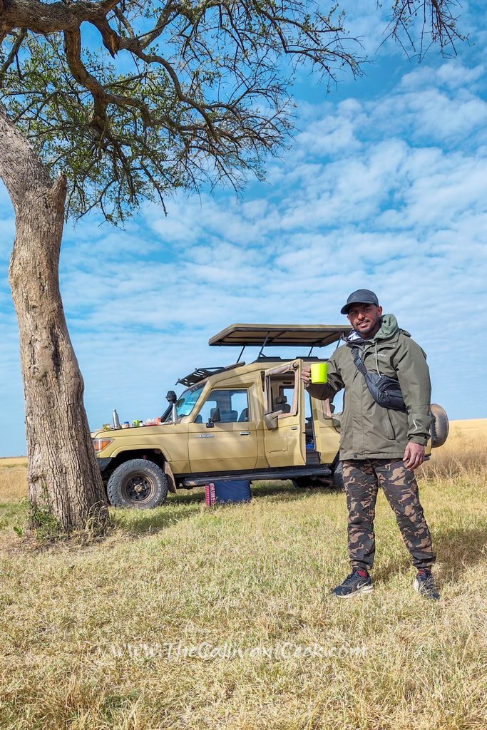 What to wear on safari in Kenya: a warm jacket for a cold early-morning game drive