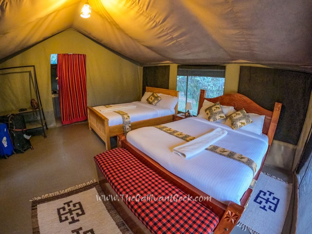 Our tent at a tented camp inside the Masai Mara National Reserve
