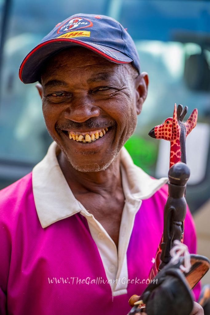 Local Maasai souvenir seller near the Amboseli park gate