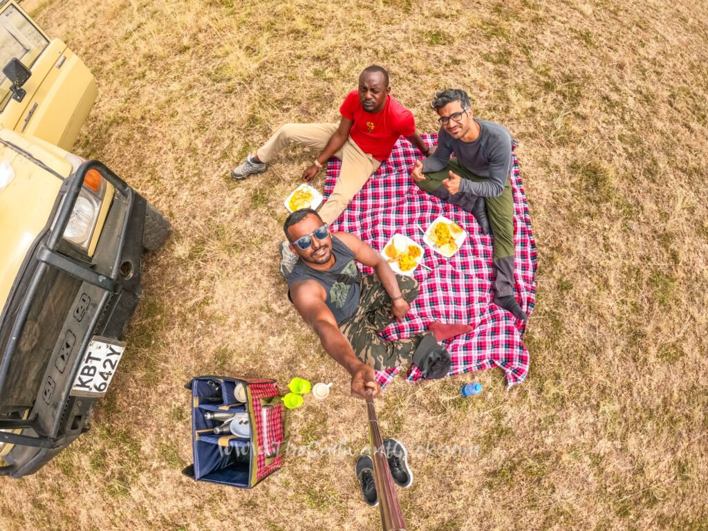 Picnic lunch in the bush during a full-day game drive in the Masai Mara