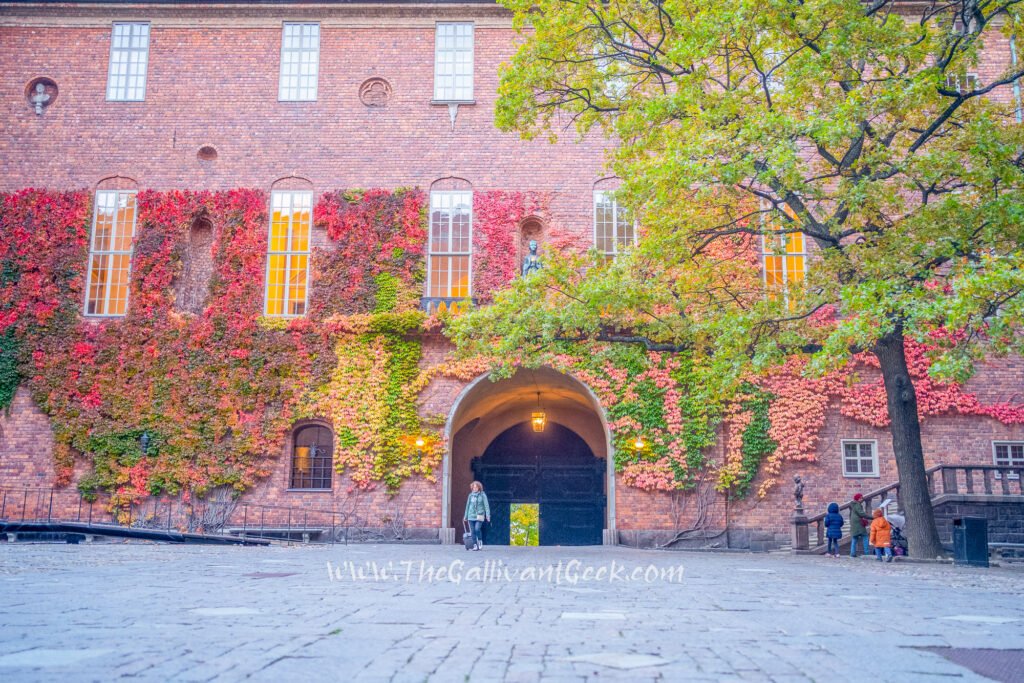Stockholm City Hall on the waterfront in autumn